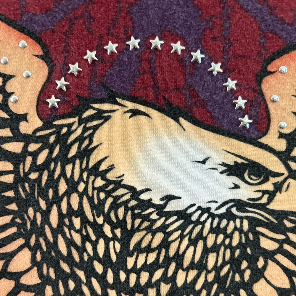 Vintage Y2K Harley Davidson AOP Studded Eagle Flames Long Sleeve Tee S - Picture 4 of 9